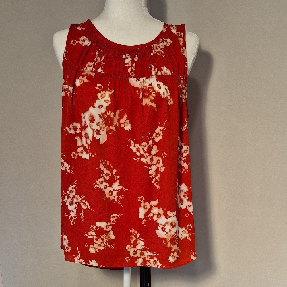 Simply Vera Wang Floral Red Sleeveless Top - Sz. L